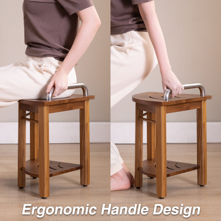 Corner shower discount stool with handles